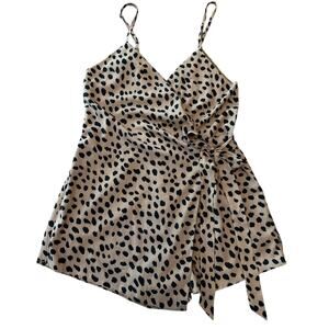 Animal Print Tie Waist Romper - Size Small
